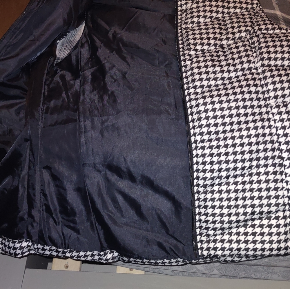 Black and white plaid vest